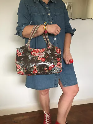 Cath Kidston Genuine Brown Floral Oilcloth Tote Day Grab Bag   • £10