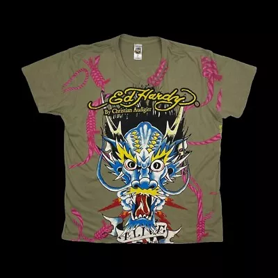 Vintage Ed Hardy Christian Audigier T-Shirt - Size Large - Unisex - Y2K Rare • £27.50