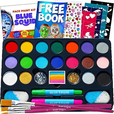 Blue Squid Face Paint Kit For Kids - 160pcs 22 Colours Ultimate 1 Pack  • £25.99