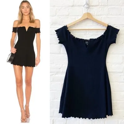 Majorelle Ophelia Mini Dress Ribbed Lettuce Edge Black Medium • $49.85