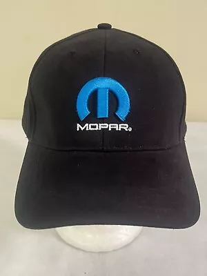Mopar Logo Black Baseball Hat Ball Cap Blue Embroidered Adjustable • $12.88