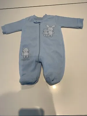 Blue Matalan Fleece Sleep Suit With Zip Newborn • £3