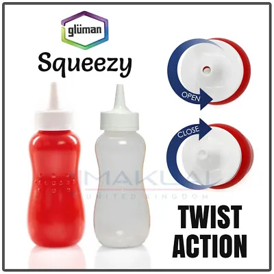 £6.99 • Buy 2 X Twist Open Squeezy 13oz Sauce Bottles With Nozzle Ketchup Mayo Mustard Cap