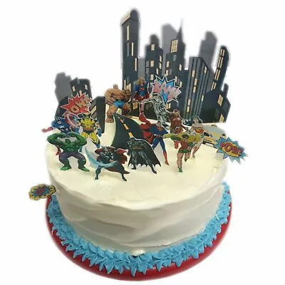 Marvel Superheroes Characters City Scene Edible Wafer Paper Cake Toppers • £3.99