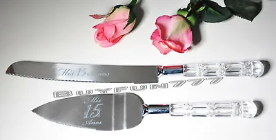 Quinceanera Cake Knife Set Server Silver Acrlic Handle Mis 15 Anos Para Pastel • $9.99