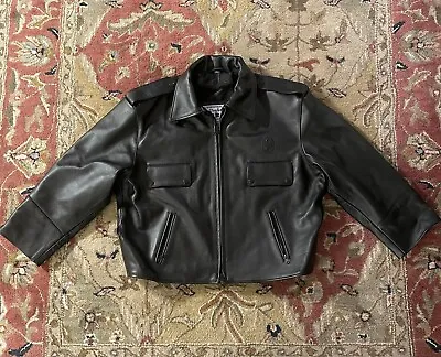 Vintage Taylor Leatherwear Motorcycle Cop Police Jacket Large Short Black Biker • $186