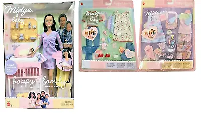 Barbie Happy Family Midge And Baby New 2002  + Two New Outfits And Accessories • $275
