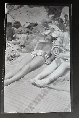 1950s Candid Hairy Man Sunbathing  Vintage 2 1/2  B/W NEGATIVE Oa • $16.84