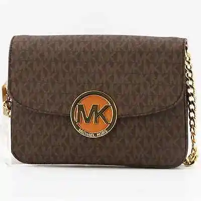 NWT Michael Kors Brown Fulton Flap Gusset Crossbody Bag & Matching Wallet • $124