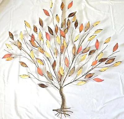 47  TREE W/ LEAVES WALL ART SCULPTURE HANGING METAL COPPER BRASS MINT CONDITION+ • $129