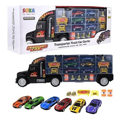 SOKA®  Transport Carrier Truck Toy With 6 Colourful Mini Cars For Boys And Girls • £9.99