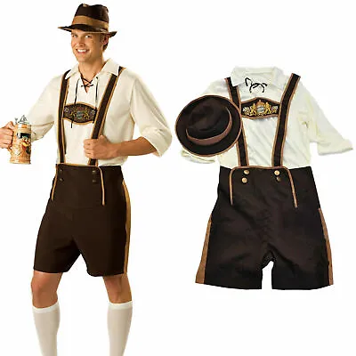 £19.99 • Buy Men Bavarian Lederhosen German Oktoberfest Traditional Shorts Beer Guy Costume