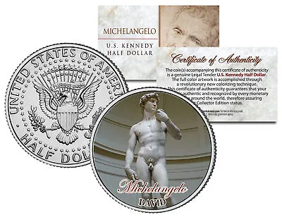 MICHELANGELO Statue Of * DAVID * Sculpture Colorized JFK Half Dollar U.S. Coin • $8.95