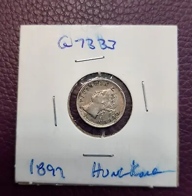 1897 Queen Victoria Silver Coin Hong Kong 5 Cents. • $15