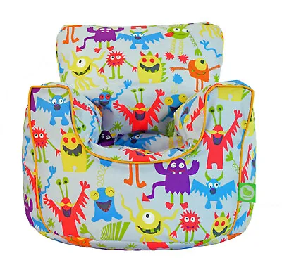 Cotton Grey Monsters Bean Bag Arm Chair With Beans Toddler Size From Bean Lazy • £24.99