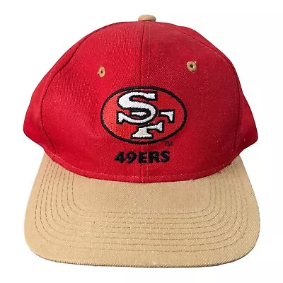 Vintage San Francisco 49ers Snapback Hat Adjustable Red Brown 90s Yougan NFL • $34.80