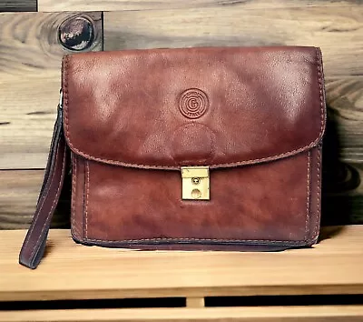 Giudi Vintage Wristlet Organizer Bag Unisex Italian Chestnut Leather See Listing • $35