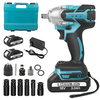 Cordless Impact Wrench 1/2  650Nm High Torque Brushless Drill With 2xBattery 18V • $65.99