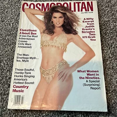 Vintage Cosmopolitan July 1992  Cindy Crawford Magazine • $25.90