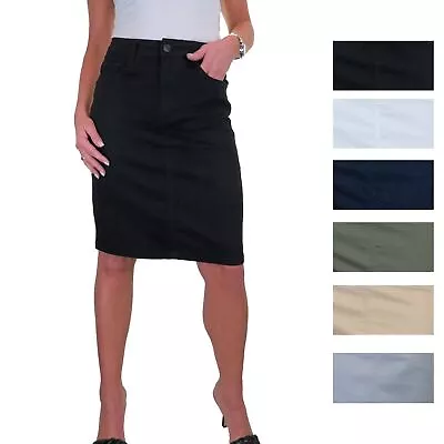 Women's Stretch Chino Pencil Skirt Jeans Style 21  Length Casual Summer 8-20 • £24.99