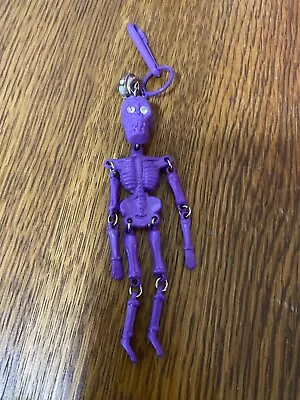 Vintage 1980s Plastic Charm Purple Skeleton Rhinestone Eyes 80s Charm Necklace • $32.99