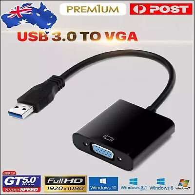 HD 1080p USB To VGA Adapter Multi-Display Video Graphics Card Converter Cable Au • $22.49