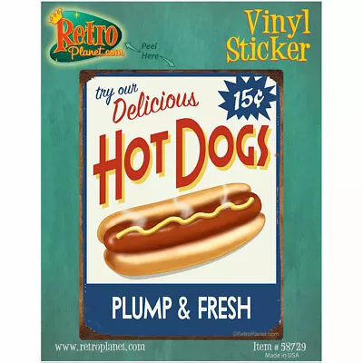 Hot Dogs Delicious Plump Fresh Vinyl Sticker Vintage Style Food Fridge Laptop • $4.95