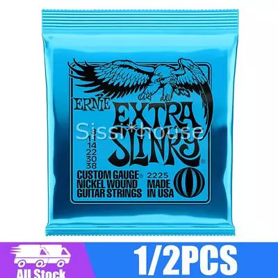 1/2x Ernie Ball Extra Slinky 2225 8-38 Electric Guitar Strings Set .008-.038 OZ • $9.95