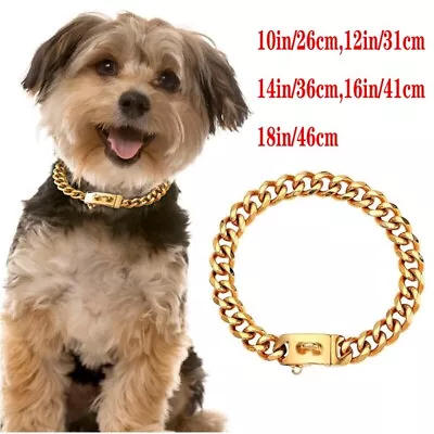 26cm-46cm Dog Chain Collar Pet Double Chain HeavyDuty Cuban Link Stainless Steel • $47.14