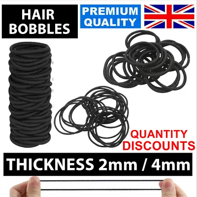 £1.95 • Buy Thick Black Hair Bands Elastics Bobbles Girls Kids School Ponies Ties Uk Quality