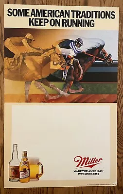 Vintage Miller High Life Beer Poster Sign Horse Racing NOS • $13.97