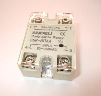 SSR-50AA Solid State Relay ANDELI 50A Load 24-380 VAC / Control 80-250 VAC • $21