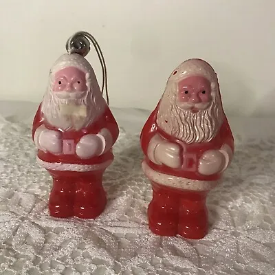 2 Vintage MCM Christmas Santa Hard Plastic Figurine Baby Rattle Display Decor! • $14.99