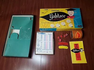 Vintage Yahtzee 1960s Lowe Game W/Original Box & Extra Score Sheets NO PENCILS • $16.99