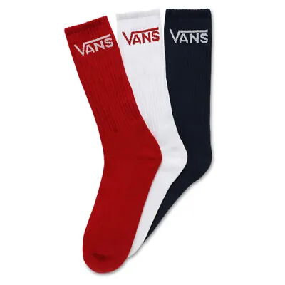 Vans Classic Crew Socks (3 Colour Pack) Red White & Blue (uk 5.5-8) • £16.99