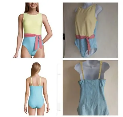 Lands End Size 14 Women's Swimsuit Mastectomy Chlorine Resistant Tummy Control • $38