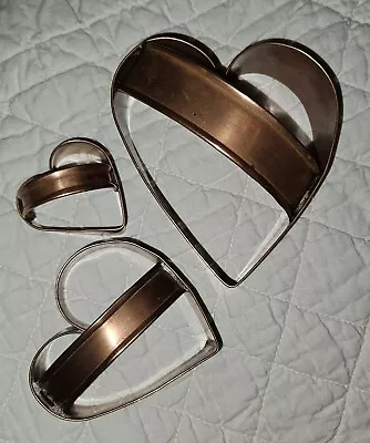 Vintage Michael Bonne 3-piece Heart-Shaped Copper Cookie Cutters 1989 • $99