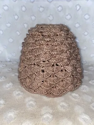 Vintage Boho Crochet Ceiling Pendant Shade Chunky Pink Scales Petals • £13.99