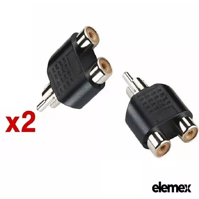 2x RCA Y Splitter AV Audio Video Plug Converter 1 Male To 2 Female Cable Adapter • $6.90