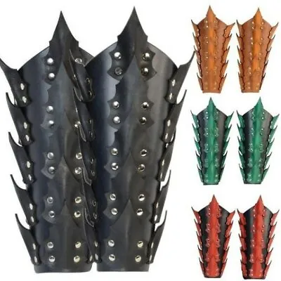 Fantasy Larp Arm Guard Armor Cuff Leather  Bracer Viking Warrior Knight Costume • $53.06