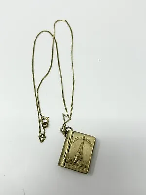 Antique French Souvenir Book Locket Necklace With Pictures  • $99