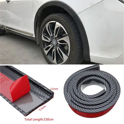 2X 5.5cm Carbon Fibre Style Rubber Fender Flares Cover Wheel Eyebrow Protector • $64.51