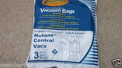 CENTRAL VAC VACUUM BAGS 3 Paper Bag 391 Fit NUTONE 391-8 3918 • $13.99