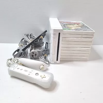 Nintendo Wii Console Bundle With  1x Remote 1x Nunchuck 10x Games And Cables  • $119.90