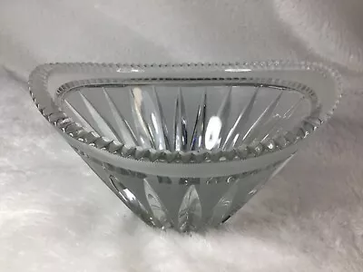 Vintage Hand-cut Acc Poland Oval Crystal Glass Bowl  7  Width • $44.99