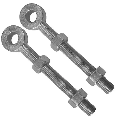 2x Adjustable Gate Hinge Eye Bolts & Nuts 12mmx 100mm Adjustable Swing Hook Pin • £4.50