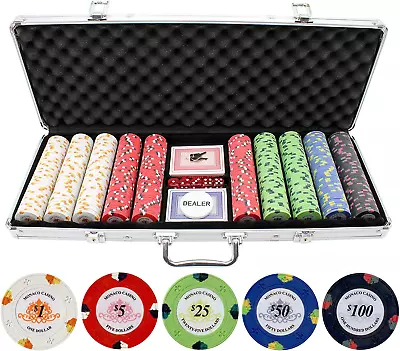 500Pc Monaco Casino 13.5G Clay Poker Chips Set • $198.99