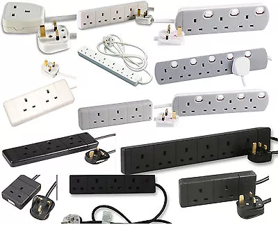 £14.99 • Buy Mains EXTENSION CABLE 13 AMP UK PLUG MULTI LENGTH & GANG SOCKET EXTENDER LEAD