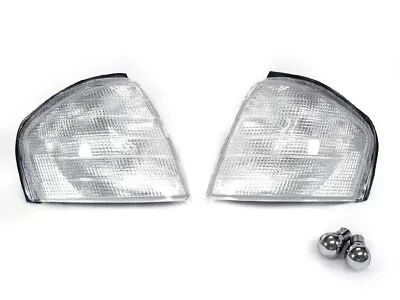 DEPO Euro Clear Corner Light +Chrome Amber Bulbs For 94-00 Mercedes W202 C Class • $42.96