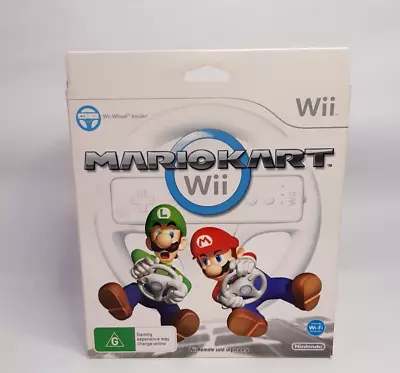 Mario Kart Wii + Genuine Wheel Nintendo Wii Collectable PAL Game NEW SEALED • $99.95